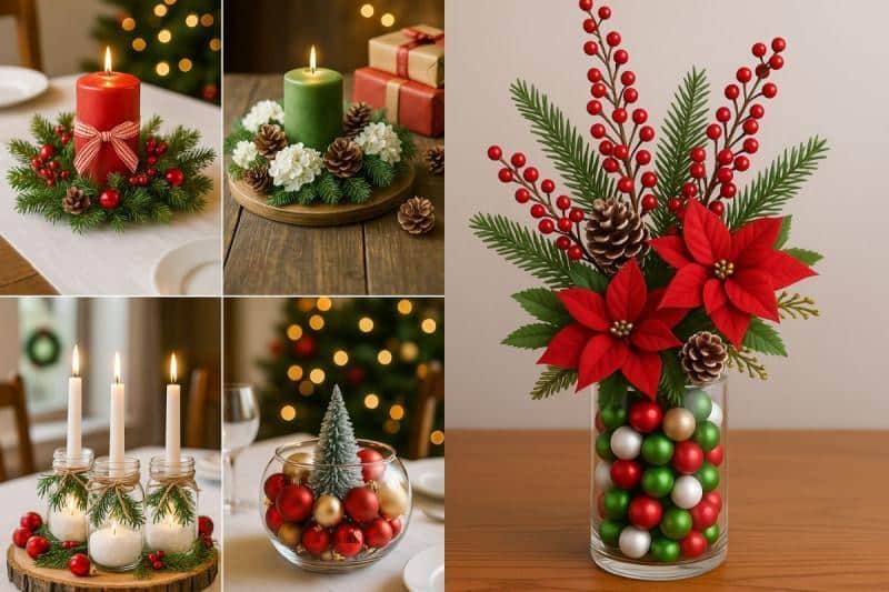 Centros de Mesa de Natal Fáceis de Fazer: Ideias Criativas e Baratas para um Natal Encantador Centros de Mesa de Natal Faceis de Fazer