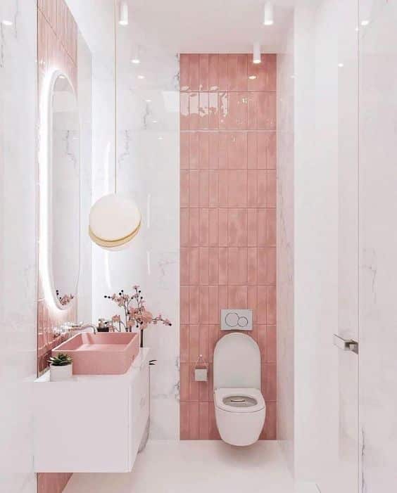 Ideias banheiro rosa simples 2