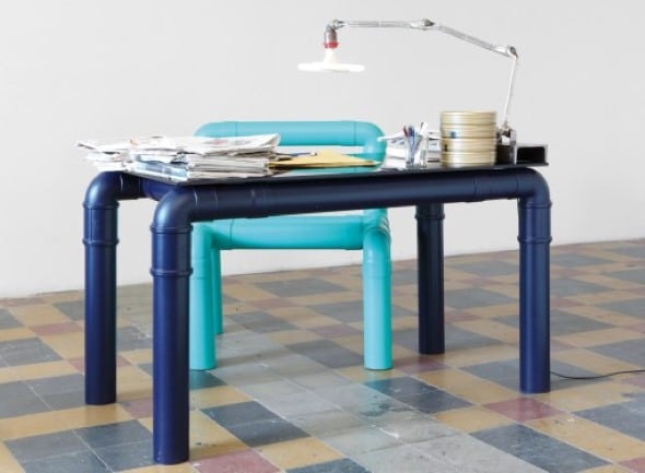 M&oacute;veis feitos com Canos de PVC M&oacute;veis feitos cabos PVC mesa apoio