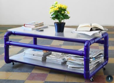 M&oacute;veis feitos com Canos de PVC M&oacute;veis feitos cabos PVC mesa centro