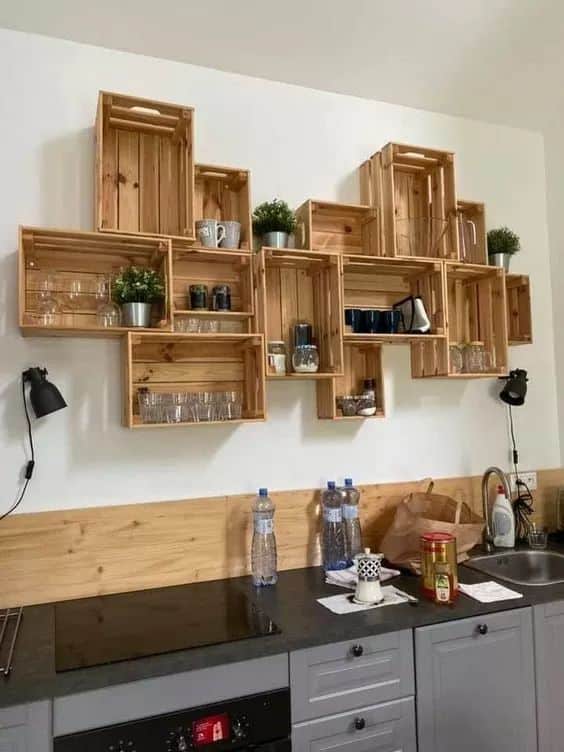 armarios de cozinha feitos de caixote de madeira 1