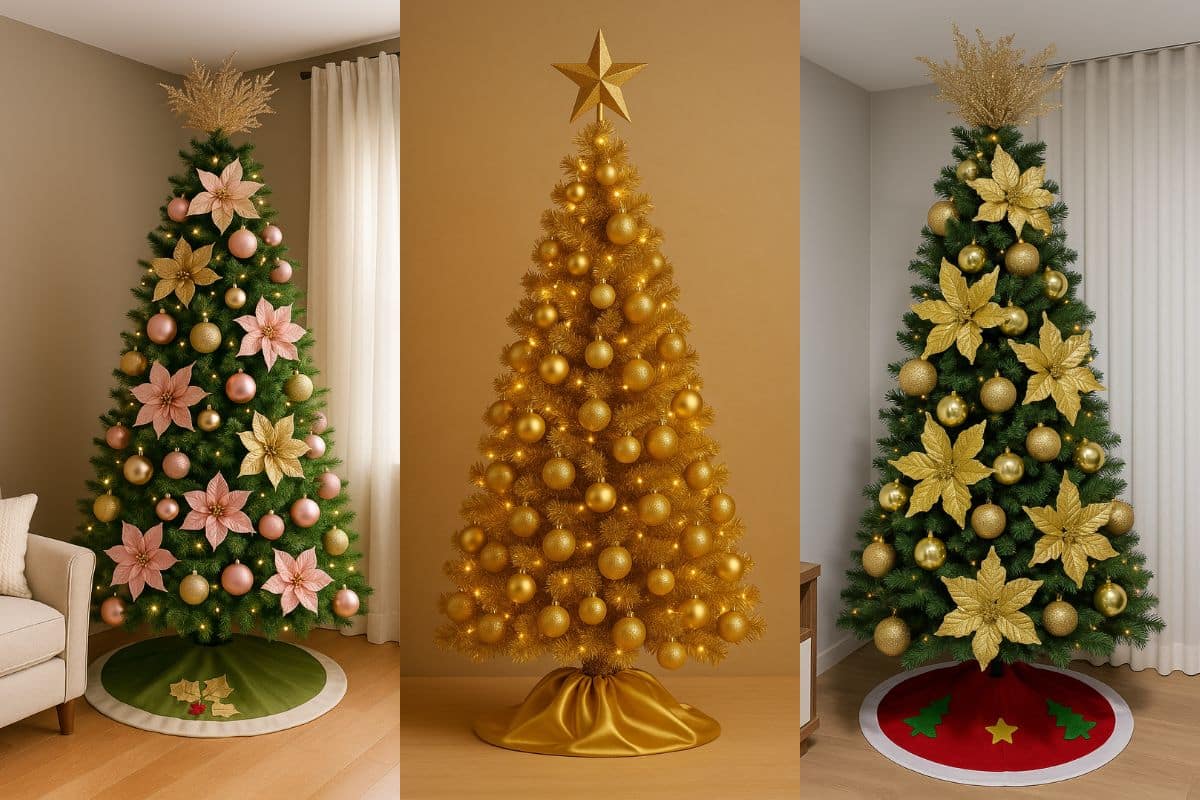 arvore dourada brilho no natal