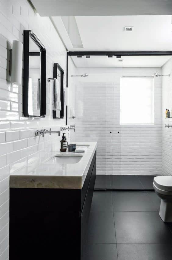 banheiro preto branco moderno simples