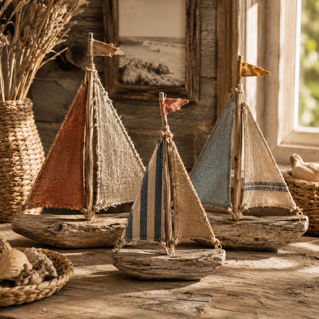 Barcos decorativos feitos de tecido e troncos de árvores: ideias artesanais com encanto rústico Barcos decorativos feitos de tecido e troncos de árvores: ideias artesanais com encanto rústico barcos decorativos feitos de tecido e troncos de arvores 3
