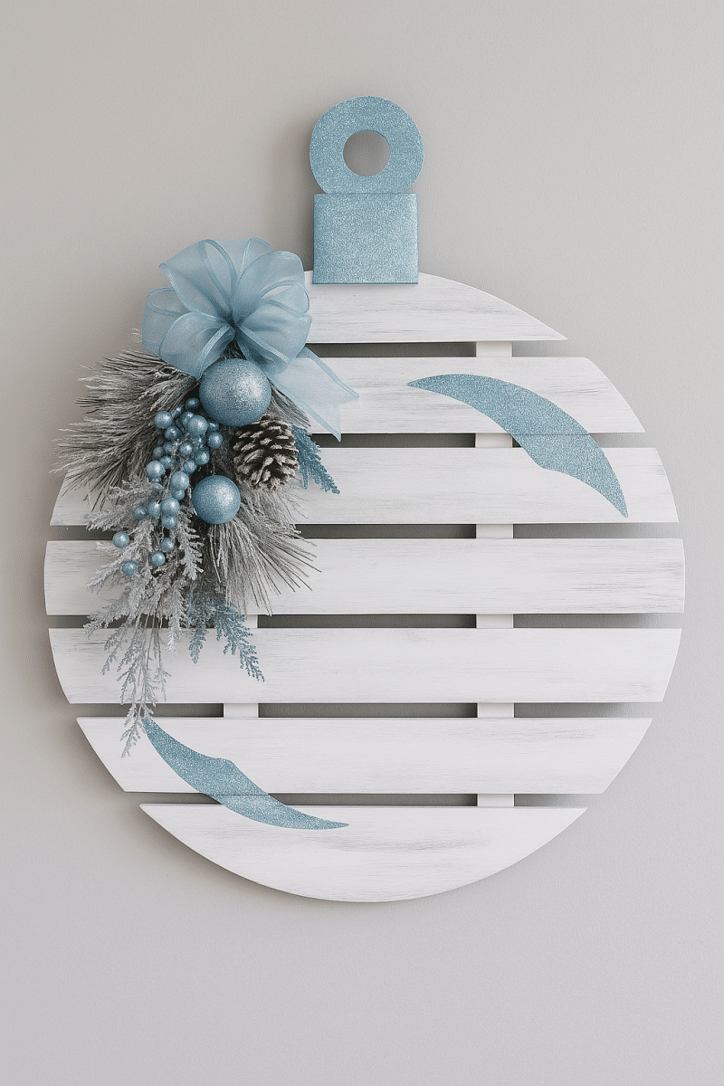 bolas de natal gigantes feitas de paletes de madeira 4