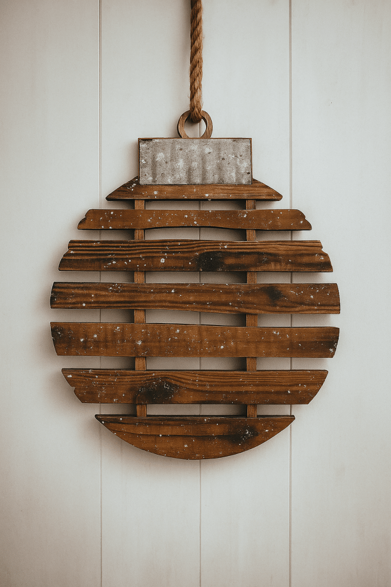 bolas de natal gigantes feitas de paletes de madeira 5