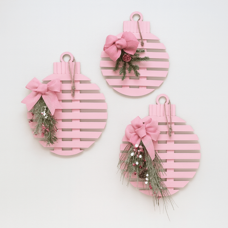 bolas de natal gigantes feitas de paletes de madeira