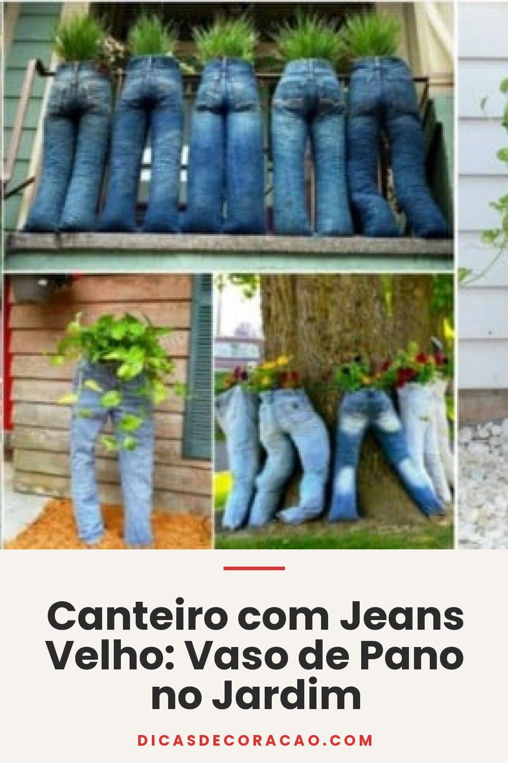Canteiro com Jeans Velho: Vaso de Pano no Jardim