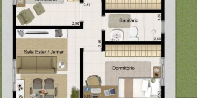 casa com 50 metros quadrados