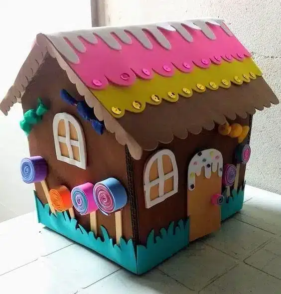 casas de natal de papelao e feltro 4