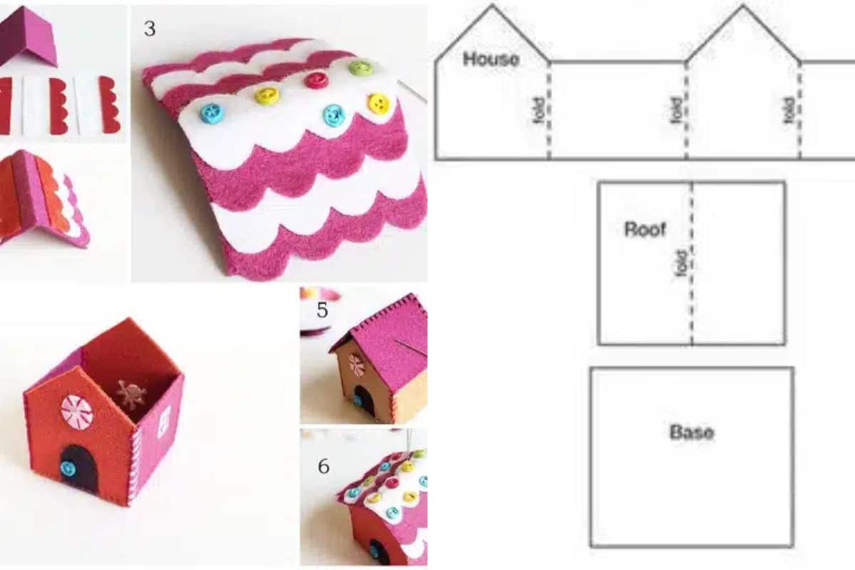 casas de natal de papelao e feltro