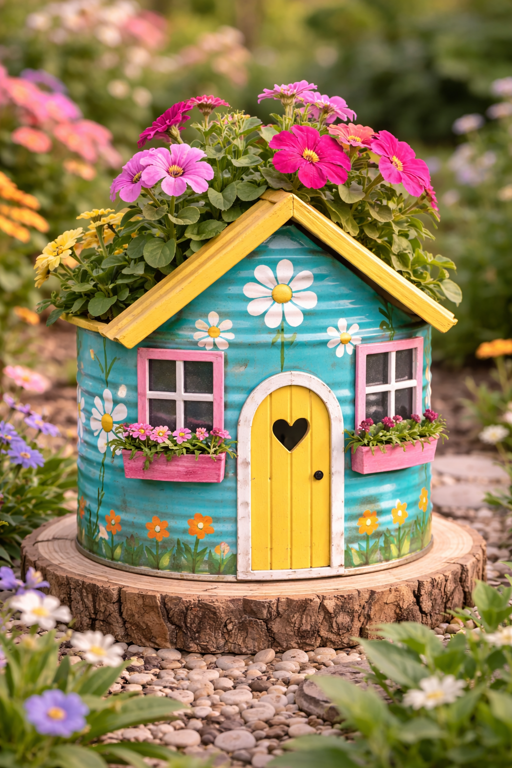 Casinhas feitas de lata para colocar flores: ideias criativas, recicladas e encantadoras para decorar qualquer cantinho casinhas feitas de lata para colocar flores 2