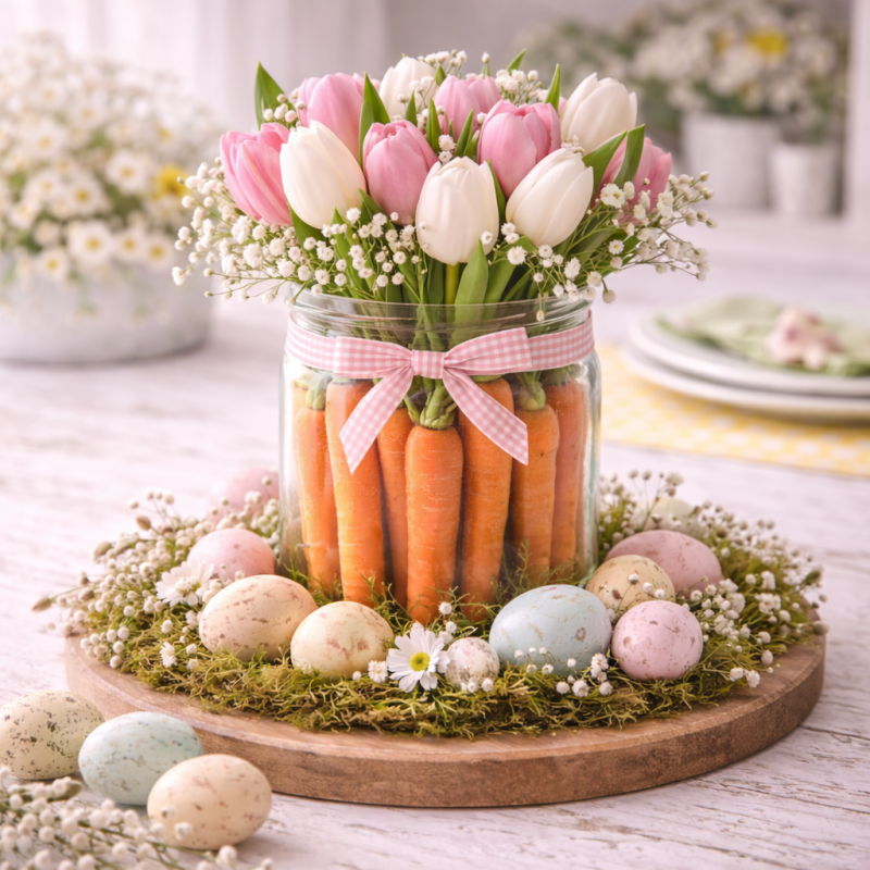 centro de mesa de pascoa facil e original 2