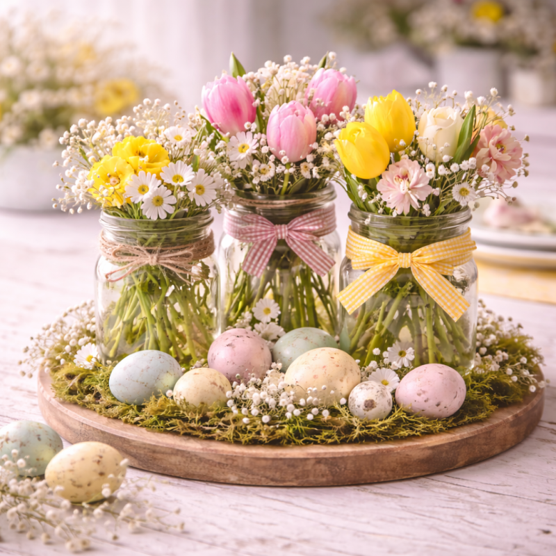 centro de mesa de pascoa facil e original 3