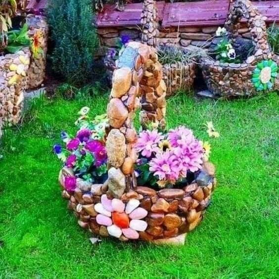 cestos de pedras para decorar o jardim 3