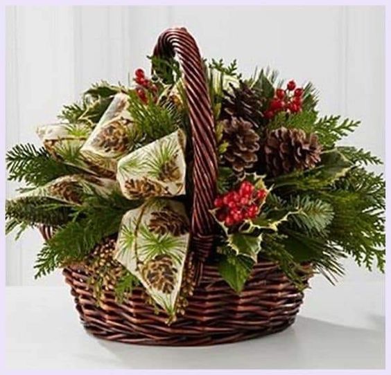 cestos para criar decoracoes de natal folhas