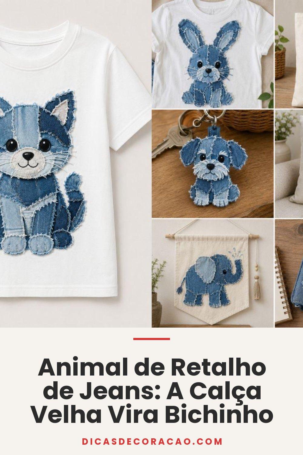 Animal de Retalho de Jeans: A Calça Velha Vira Bichinho