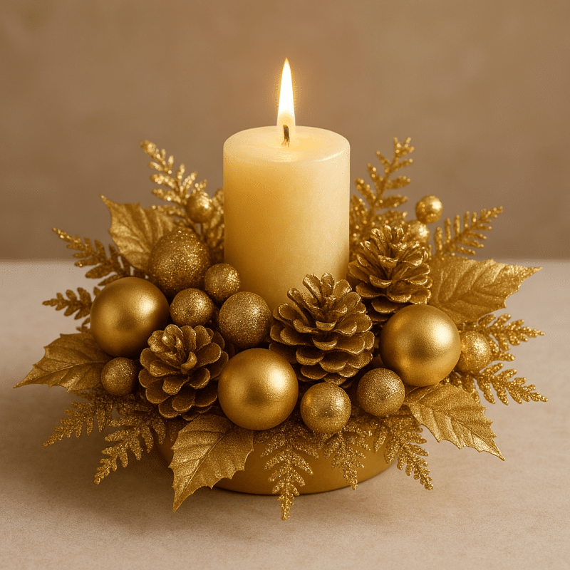 como fazer um arranjo de mesa de natal com enfeites 8