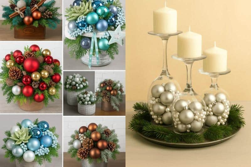 como fazer um arranjo de mesa de natal com enfeites