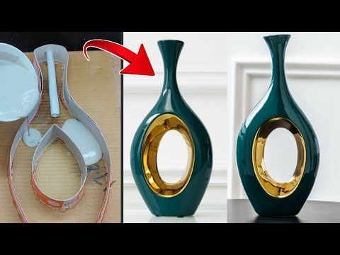 como fazer vasos decorativos com cartao e gesso 1