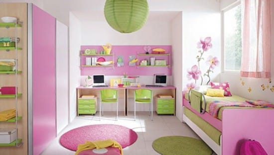 cores na decoracao do quarto das meninasmisturar coresrosa com verde