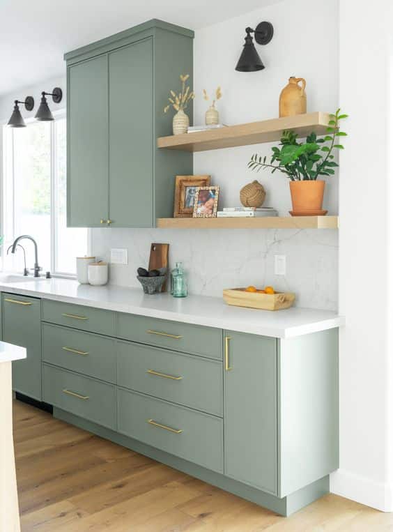cozinhas elegantes em verde oliva 11