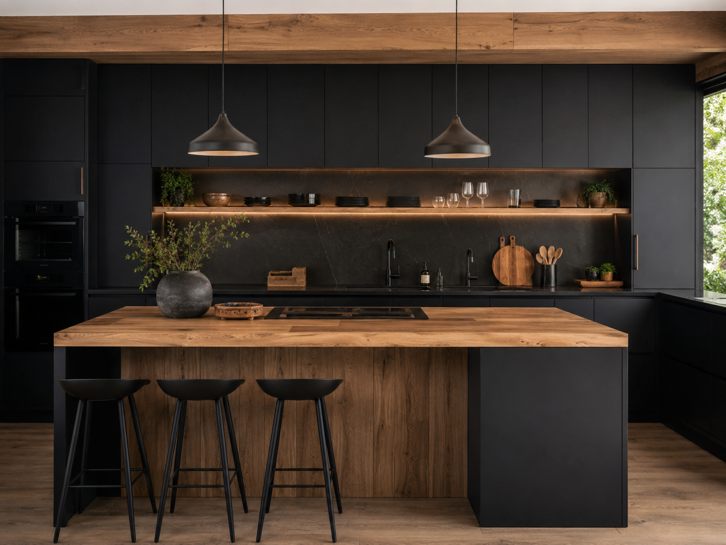 Cozinhas em preto e madeira que valorizam o seu espa&ccedil;o cozinhas em preto e madeira 1