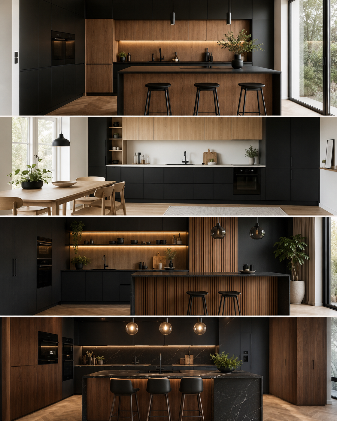 Cozinhas em preto e madeira que valorizam o seu espa&ccedil;o cozinhas em preto e madeira 2