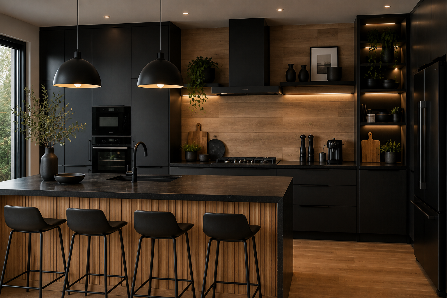 Cozinhas em preto e madeira que valorizam o seu espa&ccedil;o cozinhas em preto e madeira 4
