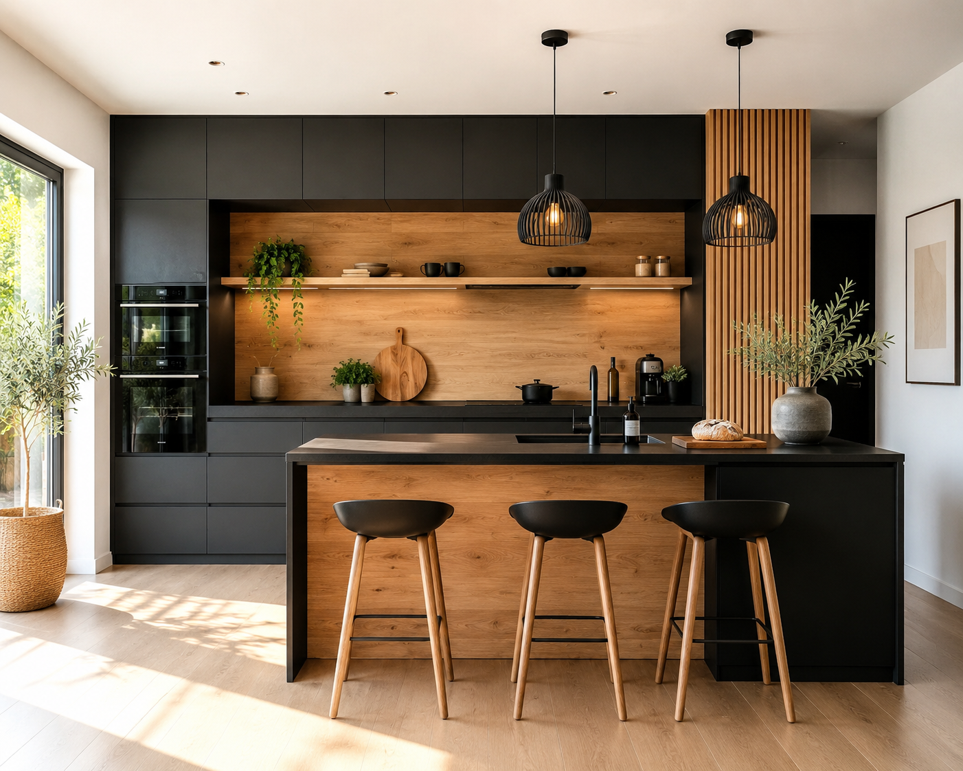 Cozinhas em preto e madeira que valorizam o seu espaço Cozinhas em preto e madeira que valorizam o seu espaço cozinhas em preto e madeira 8