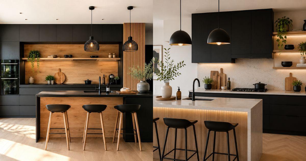 Cozinhas em preto e madeira que valorizam o seu espaço Cozinhas em preto e madeira que valorizam o seu espaço cozinhas em preto e madeira