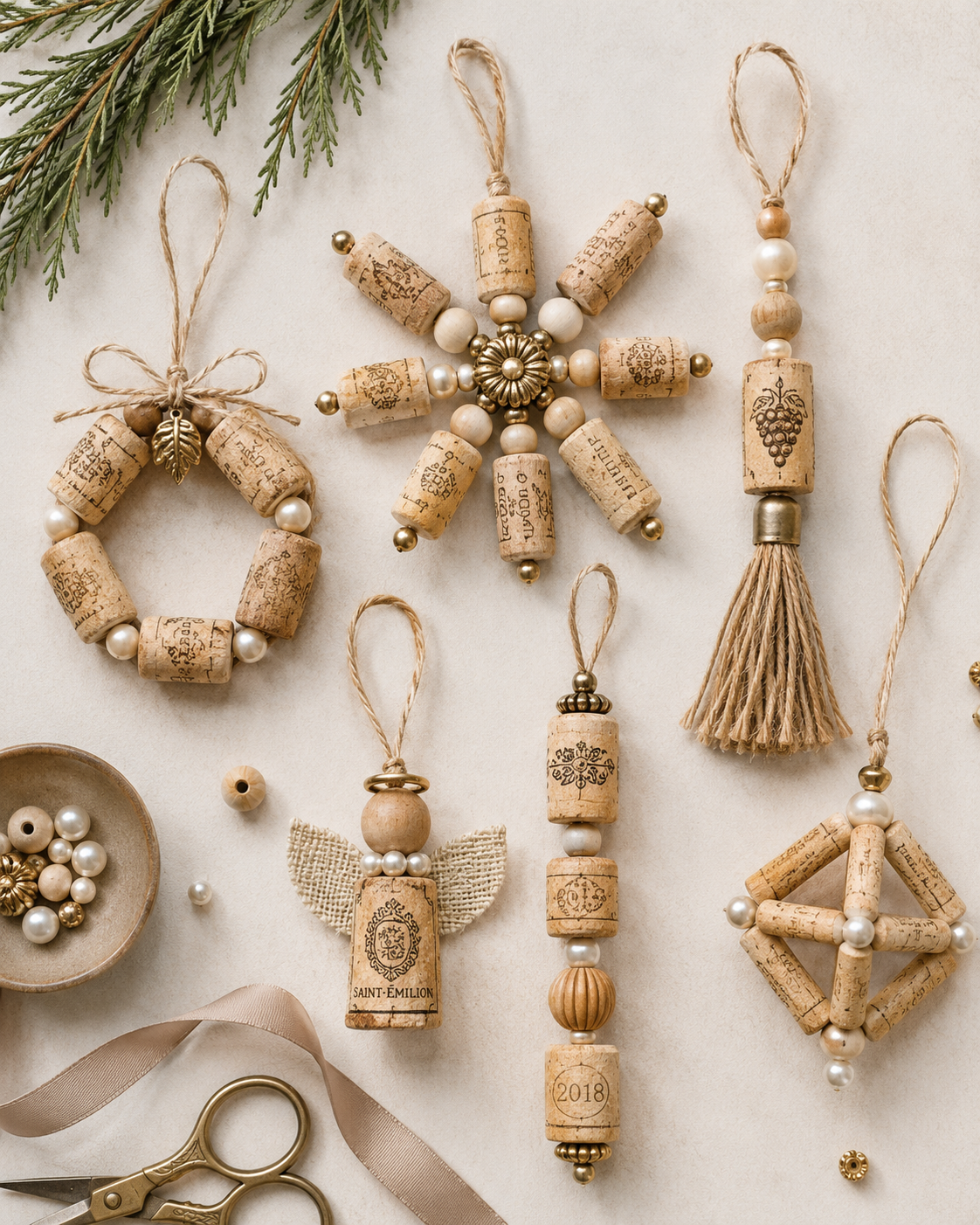 Enfeites elegantes de corti&ccedil;a com mi&ccedil;angas passo a passo create elegant cork ornaments with beads 6