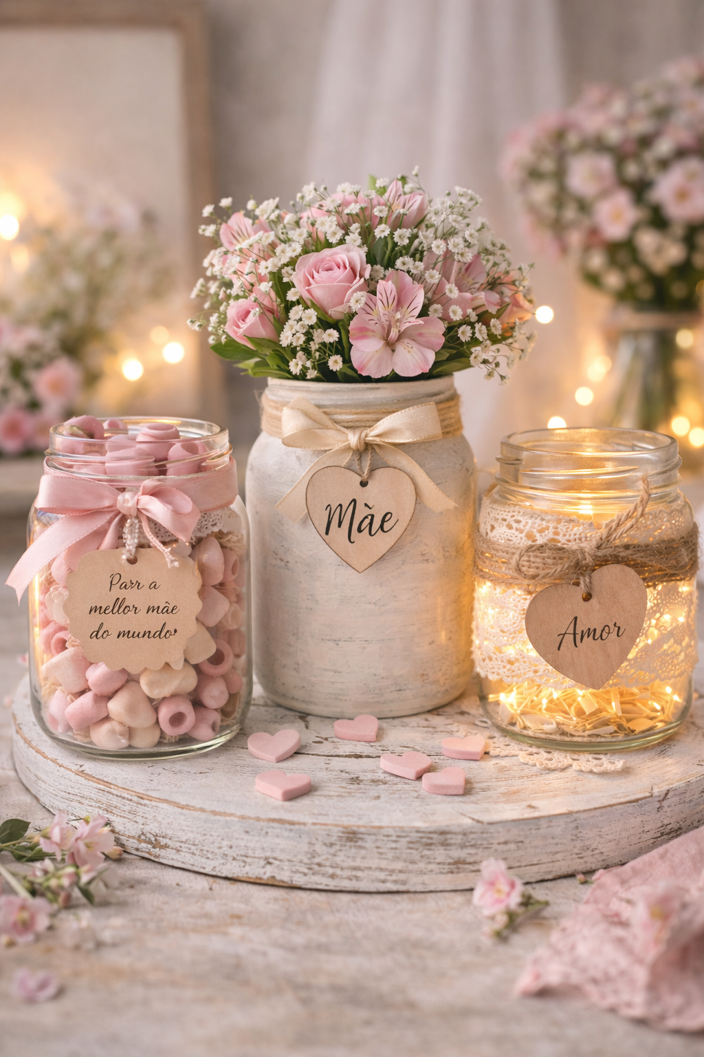 Decora&ccedil;&atilde;o com Potes para Dia das M&atilde;es: ideias criativas, elegantes e f&aacute;ceis para surpreender com charme decoracao com potes para dia das maes 6