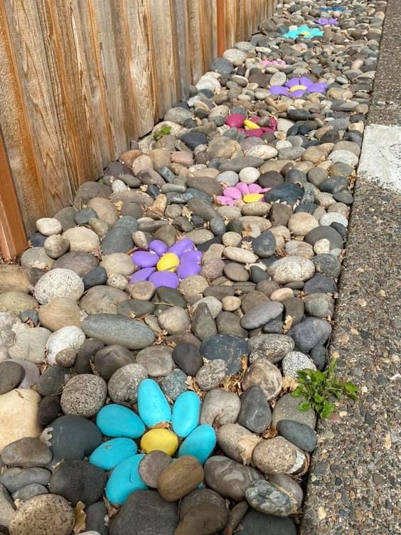 decoracao de jardim com pedras em forma de flores 1