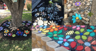 decoracao de jardim com pedras em forma de flores