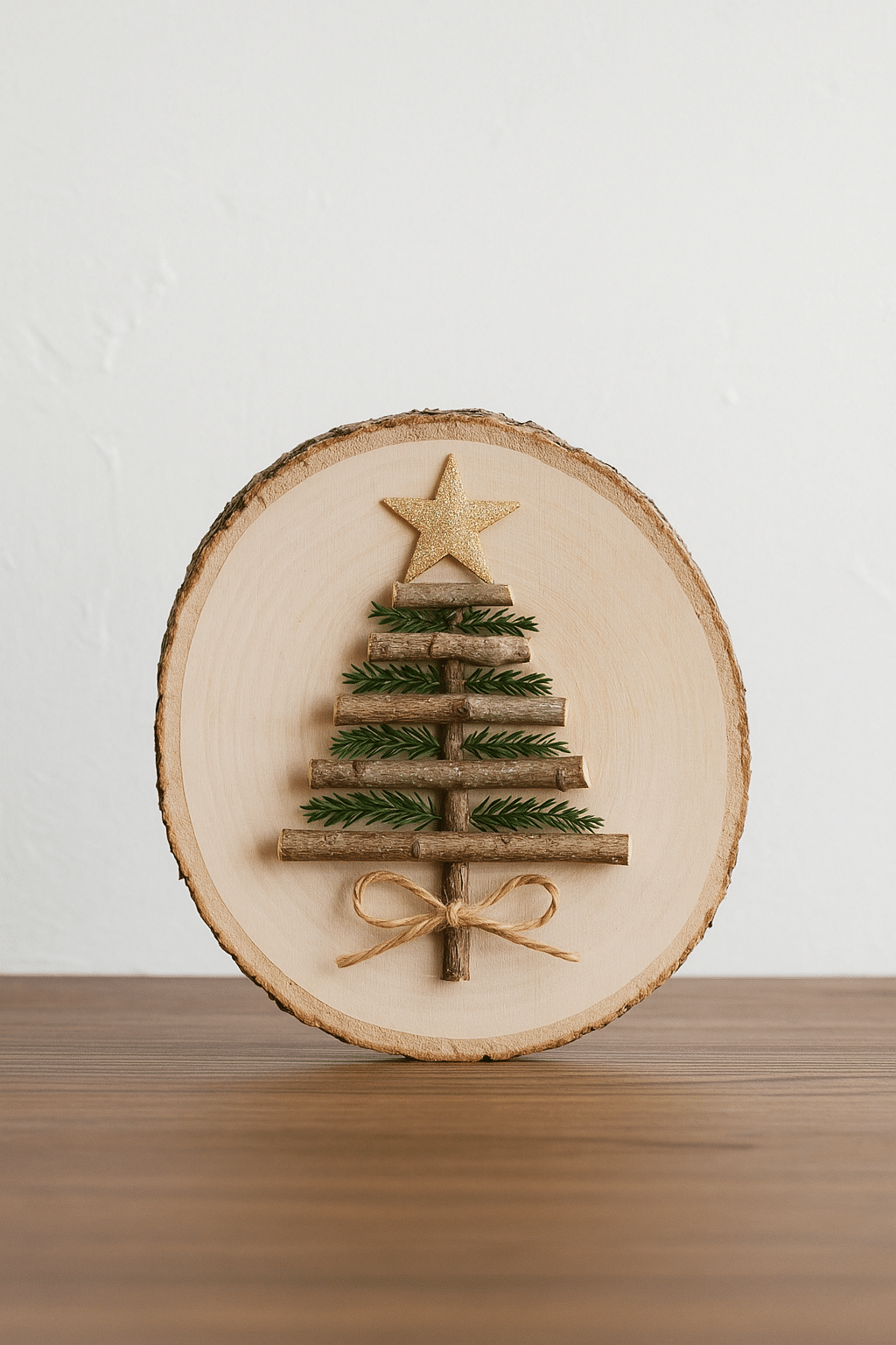 decoracao de natal com rodelas de madeira 2