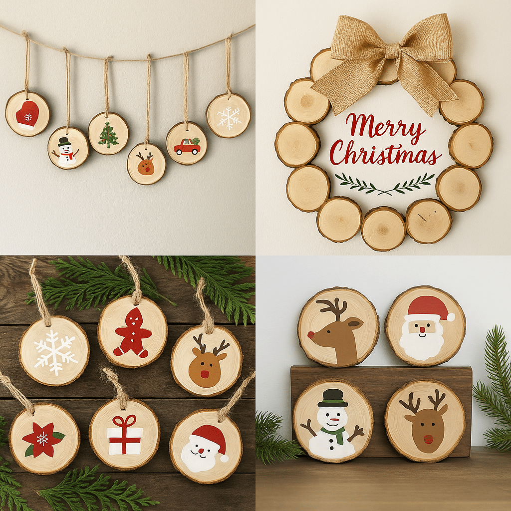 decoracao de natal com rodelas de madeira 7