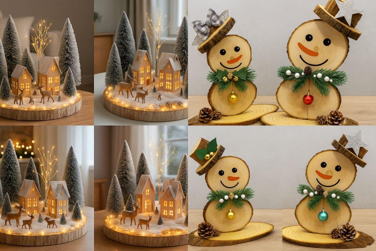 decoracao de natal com rodelas de madeira