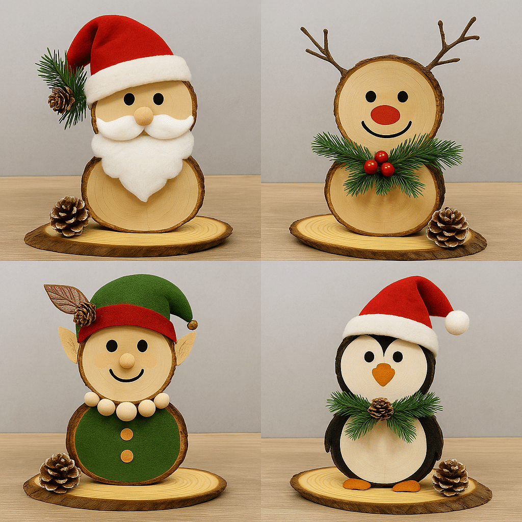 decoracao de natal com rodelas de madeira