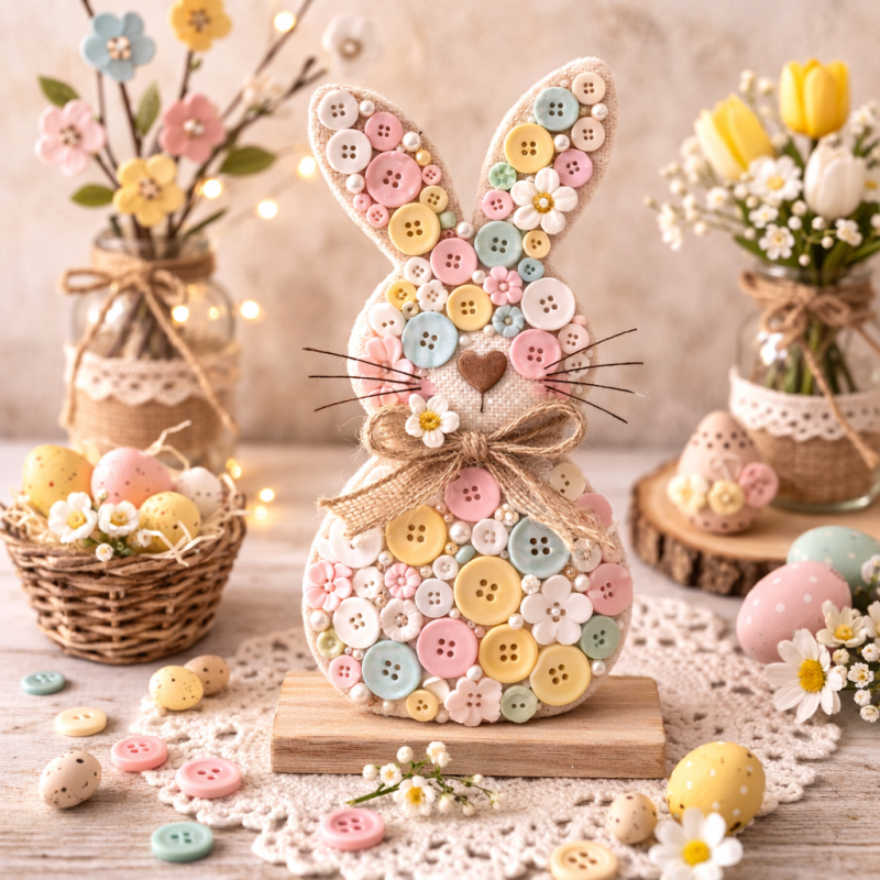 decoracao de pascoa com botoes 6