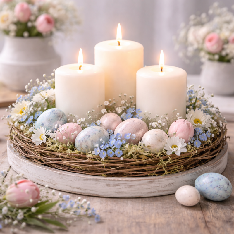 decoracao de pascoa com velas