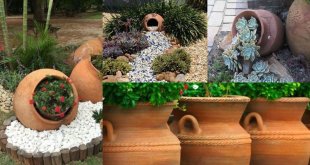 decoracao do jardim com potes de barro grandes 7