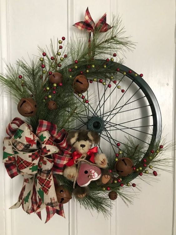 decoracoes de natal com rodas de bicicleta 1