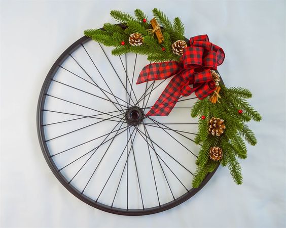 decoracoes de natal com rodas de bicicleta 7