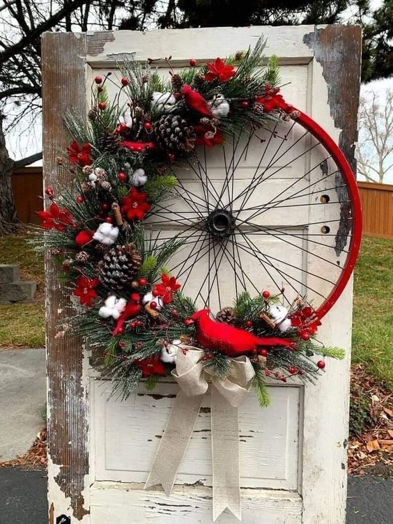 decoracoes de natal com rodas de bicicleta