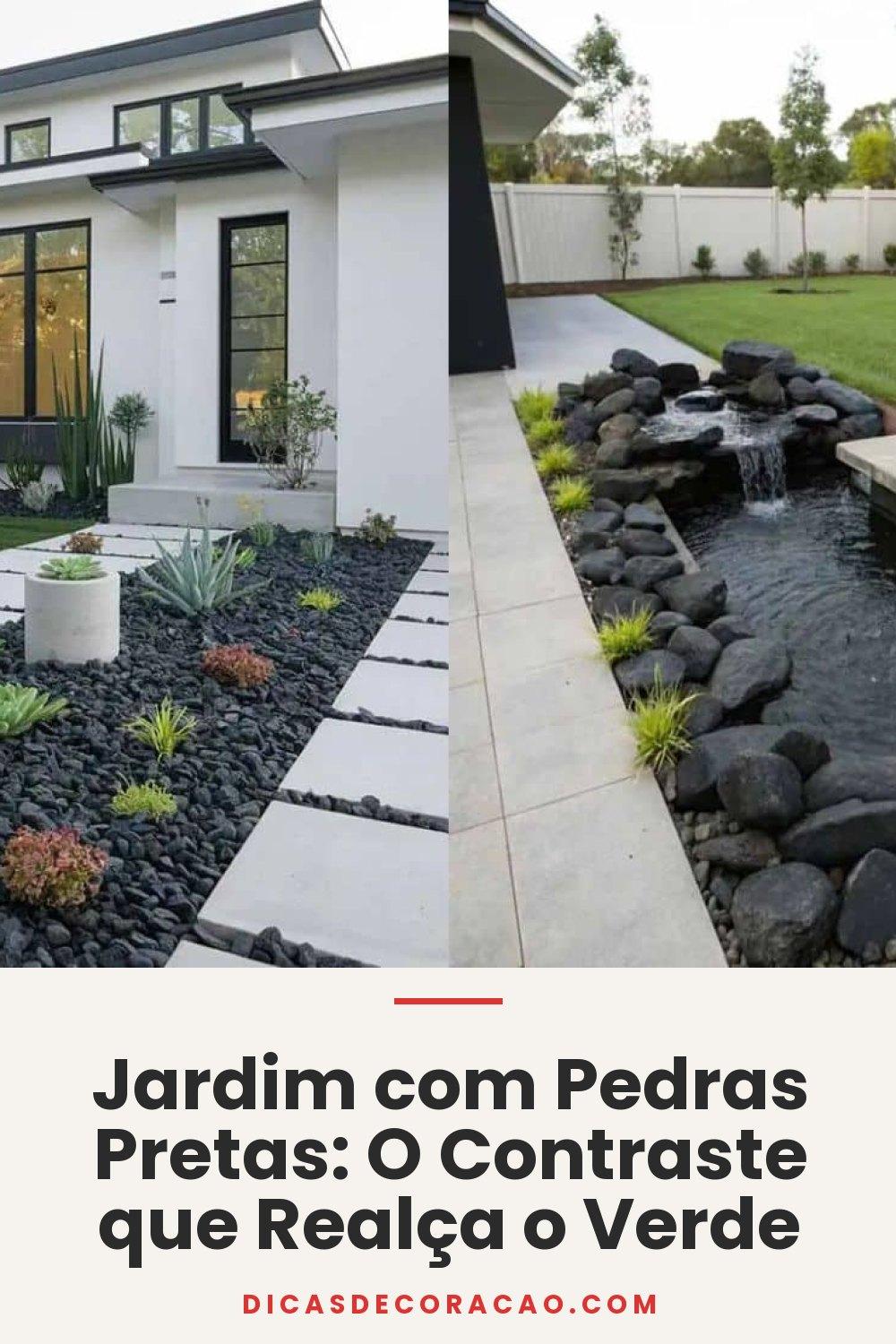 Jardim com Pedras Pretas: O Contraste que Realça o Verde