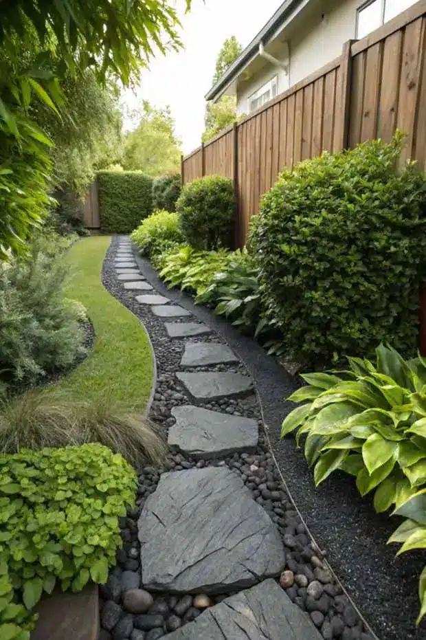 decorar o jardim com pedras pretas 2