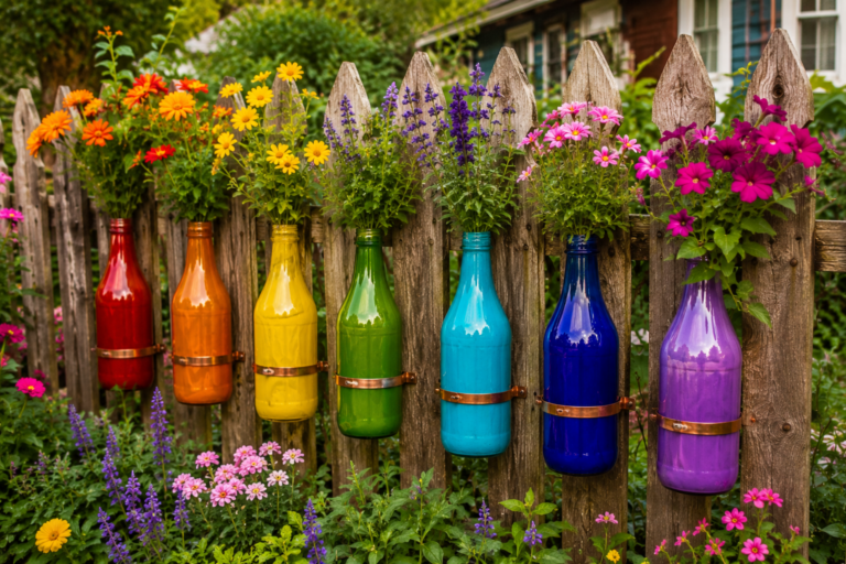Diferentes ideias para decorar o jardim com garrafas das cores do arco-íris Diferentes ideias para decorar o jardim com garrafas das cores do arco-íris diferentes ideias para decorar o jardim com garrafas das cores do arco iris 2