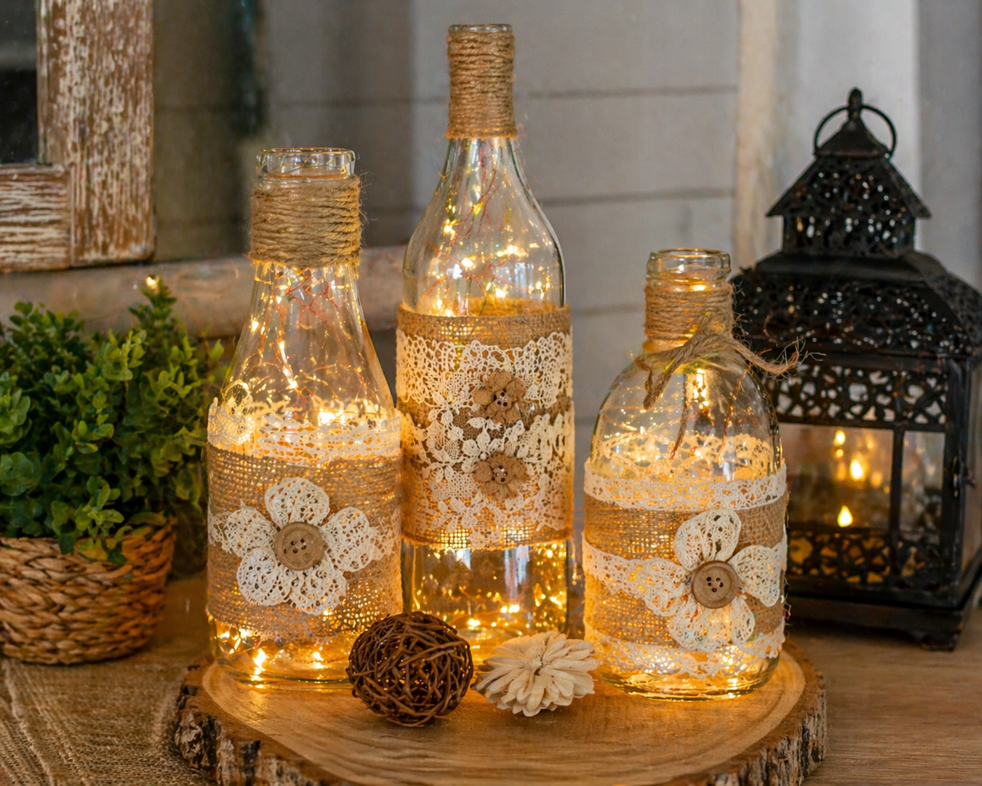 Frascos e Garrafas de Vidro Decorados com Renda: Ideias Criativas para Dar Charme, Eleg&acirc;ncia e Personalidade &agrave; Sua Decora&ccedil;&atilde;o frascos e garrafas de vidro decorados com renda 3