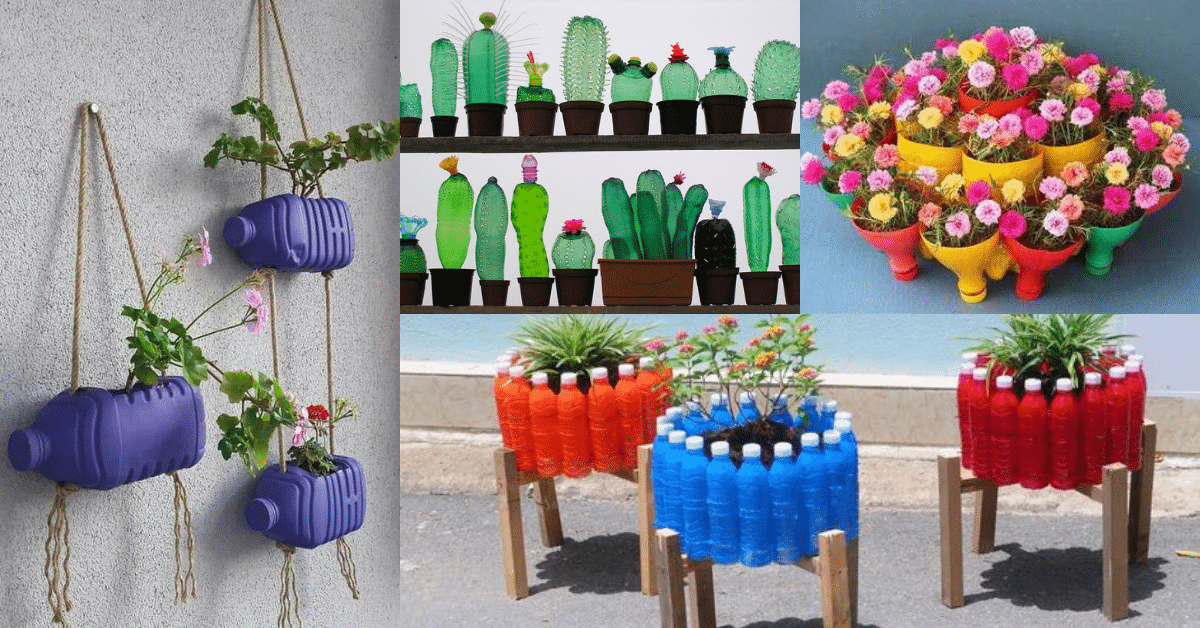 garrafas para decorar seu jardim